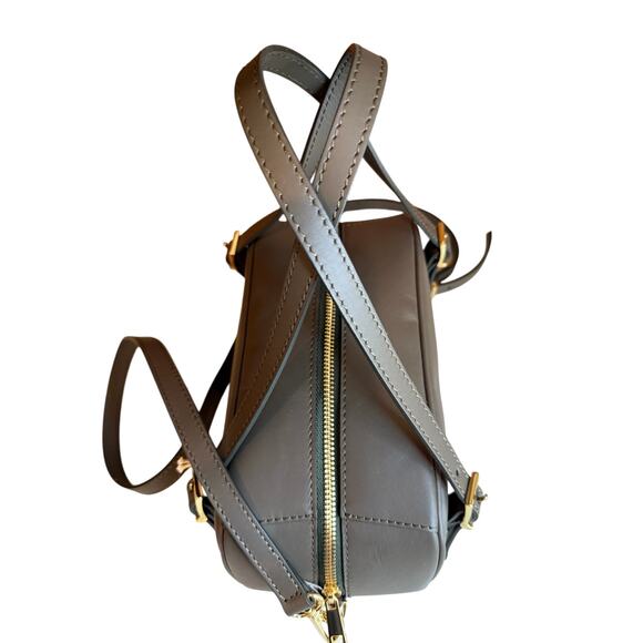 Isadora Italian Made Leather Belted Convertible Satchel Bag Olive - Picture 4 of 7